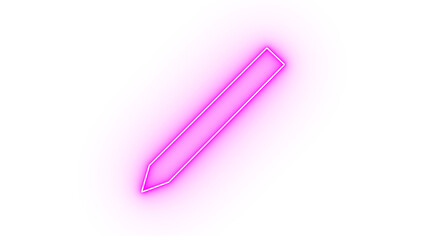 Illustration of pink neon pencil symbol isolated on transparent background