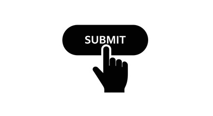 A black hand cursor pointing to press the submit button icon