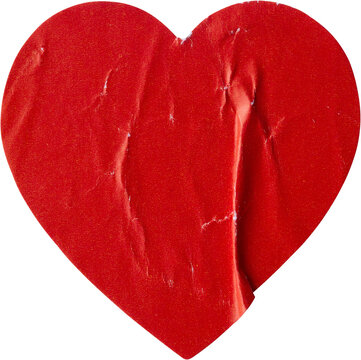 Red color heart shape sticker isolated on white background