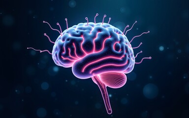 artificial intelligence brain with computing system neuron and neural, biotechnology and machine learning. High quality