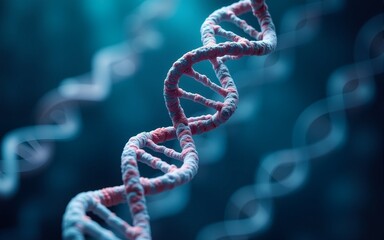 DNA double helix. DNA molecule structure. Medical science research of chromosome DNA genetic biotechnology in human genome cell. Science laboratory experiments analysis and genetic engineering study.