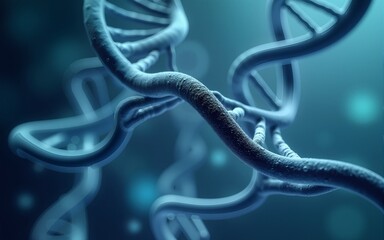 DNA double helix. DNA molecule structure. Medical science research of chromosome DNA genetic biotechnology in human genome cell. Science laboratory experiments analysis and genetic engineering study.