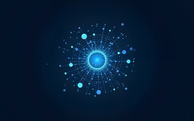 Innovative biotechnology company logo featuring scientific symbols and digital network in a futuristic design. High quality