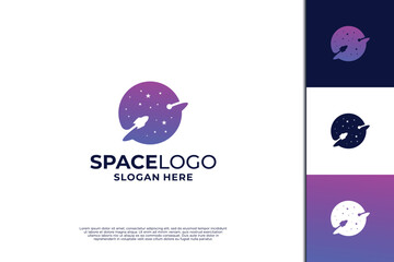 Rocket space logo design template