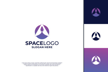 Earth rocket logo design template