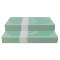 A 3D render of a stack of mint green money bills bound by a white paper band, isolated on a white background. Represents finance, banking, savings, income, and investment concepts png.