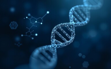 Genetic engineering and molecular structure, hexagon DNA network, science chemical and biotechnology concept, innovation technology, healthcare, and medicine design. Vector illustration. High quality