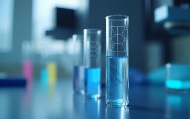 3d printer printing a test tube in medical lab, 3d printer use in medical field, modern 3d printing technology, biotechnology. High quality