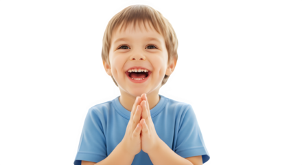 A young boy joyfully claps his hands, expressing excitement and enthusiasm
