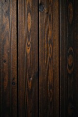 Naklejka premium Dark brown wood planks, deeply grooved, weathered appearance, wall, weathered