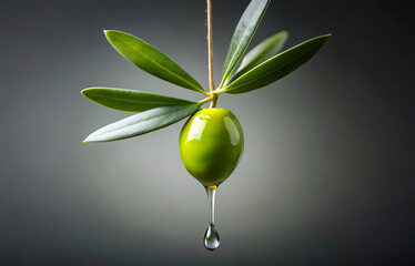 Green Olive with drops of oil