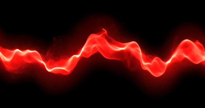 Abstract red wave pattern on a black background, representing energy and movement