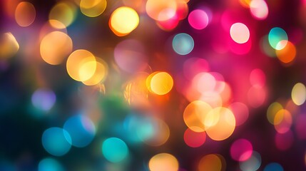 Vibrant bokeh lights create a magical, festive atmosphere perfect for celebrations, holidays, and abstract backgrounds.