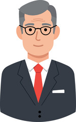 Minimalist Businessman In Dark Suit Red Tie Isolated On White