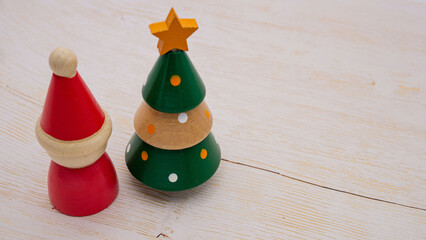 クリスマスの木製オーナメントと背景