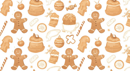 Pixel Art Gingerbread Man Pattern Festive Christmas Sweets