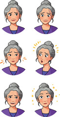 Pixel Art Grandmother Expressing Emotions Joy Sadness Surprise And More