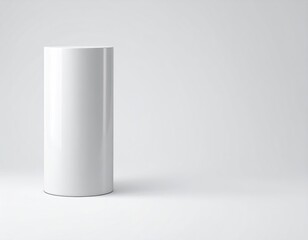 White, glossy cylinder against a light gray background