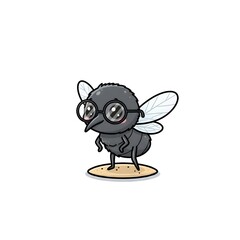 Obraz premium Cute Cartoon Tiny Fly Wearing Glasses
