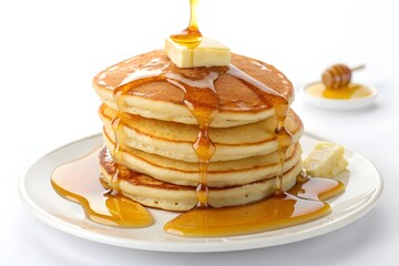 Pancakes with Maple Syrup on White