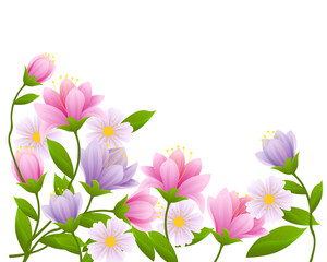 Obraz premium Elegant floral border decoration with pastel colors