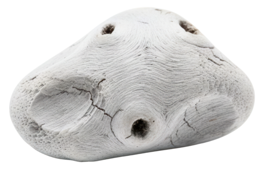 Weathered driftwood burl with a detailed swirling grain pattern isolated on a transparent background