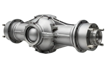 Heavy-duty truck rear axle assembly with a differential gear isolated on a transparent background