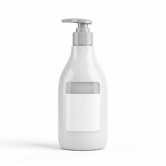 Fototapeta premium White Plastic Soap Dispenser with Pump on a White Background