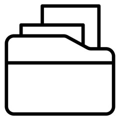 File Folder Vector Line Icon Design