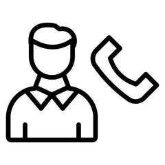 Phone Call Vector Line Icon Design