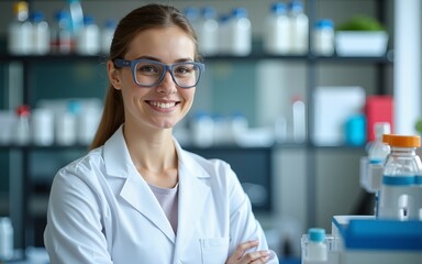 Science, happy and portrait of woman in laboratory with confidence for medical research, innovation or analysis. Healthcare, biotechnology and scientist for vaccine, medicine development or discovery