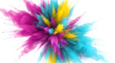 Vibrant Pink, Blue, and Yellow Color Explosion on White Background
