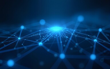 Technology network with blue background. Generate AI image. High quality