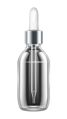 Serum bottle with dropper clear glass background