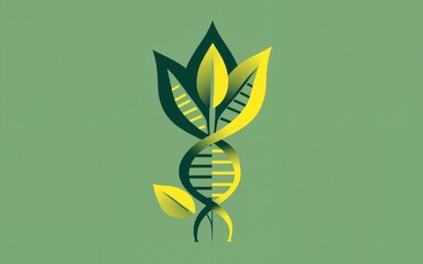 Agricultural biotechnology logo design. Biology genetics vector design. DNA helix and leaves logotype. High quality