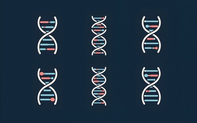 dna genetic icon vector set molecular biotechnology chromosome helix gene science biology signs illustration. High quality