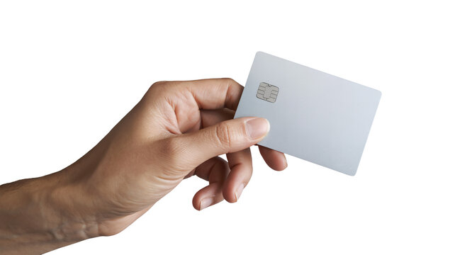 Confident hand holding blank credit card ready for payment
