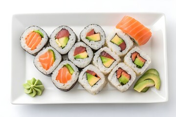 Sushi Assortment Isolated on White