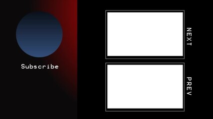 Modern YouTube End Screen Animation Template with Subscribe Button and Next Video Boxes on Black Background, Minimal and Clean Motion Graphic Design