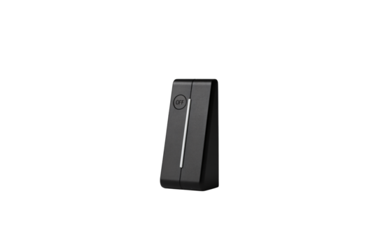 Modern black toggle switch with subtle LED indicator showing OFF