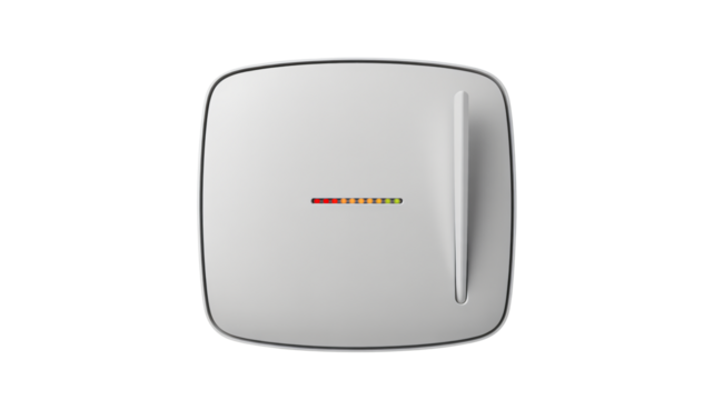 Modern security sensor with indicator lights displays system status