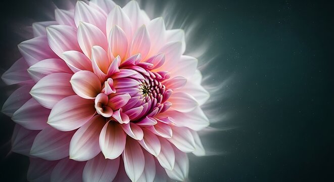 Closeup of a beautiful pink dahlia flower with soft lighting effect