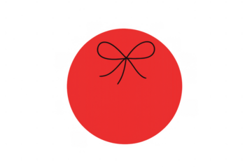 Red circle with bow illustration symbolizing gift, celebration, and packaging on a transparent background