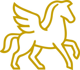 Golden outline of a majestic winged horse known as Pegasus a mythical creature