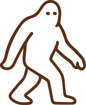 Mysterious Forest Dweller Bigfoot Sasquatch Cryptid Icon Simple Outline Art