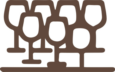 Abstract collection of stylish wine glasses a modern art icon in earthy tones