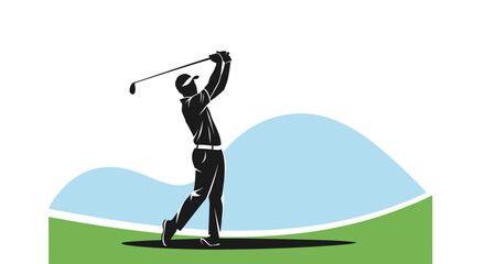 Dynamic golfer executes a powerful swing on a sunny course, capturing the essence of sport and precision