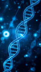 futuristic medical background glowing blue DNA strands