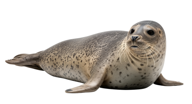 A Harbor Seal Resting isolated on transparent background, png