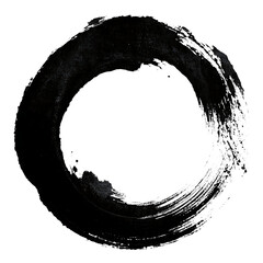 Enso, a handdrawn circle in japanese calligraphy, isolated on transparent background.